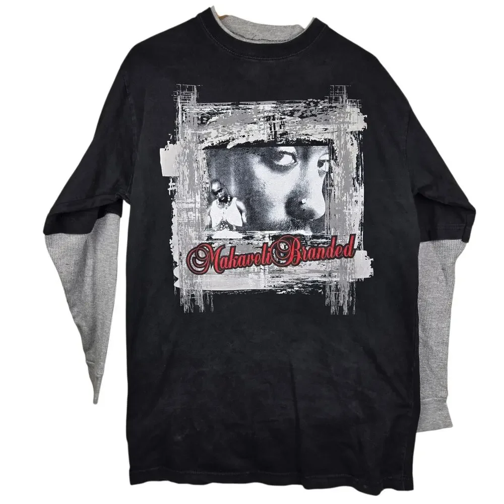 Makaveli Branded Long Thermal‎ Sleeve Size L Tupac Print Shirt